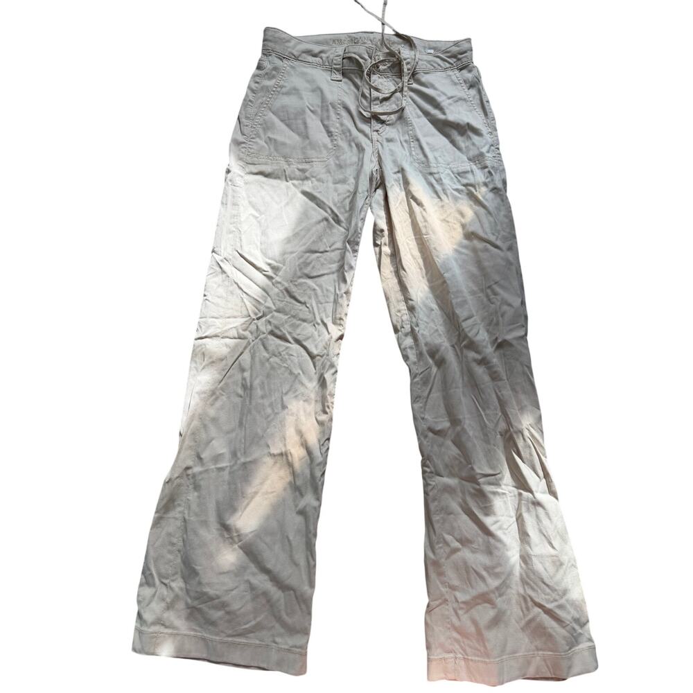 American Eagle Outfitters Khaki Wide Leg Pants Women’s Size 2 Regular Stretch